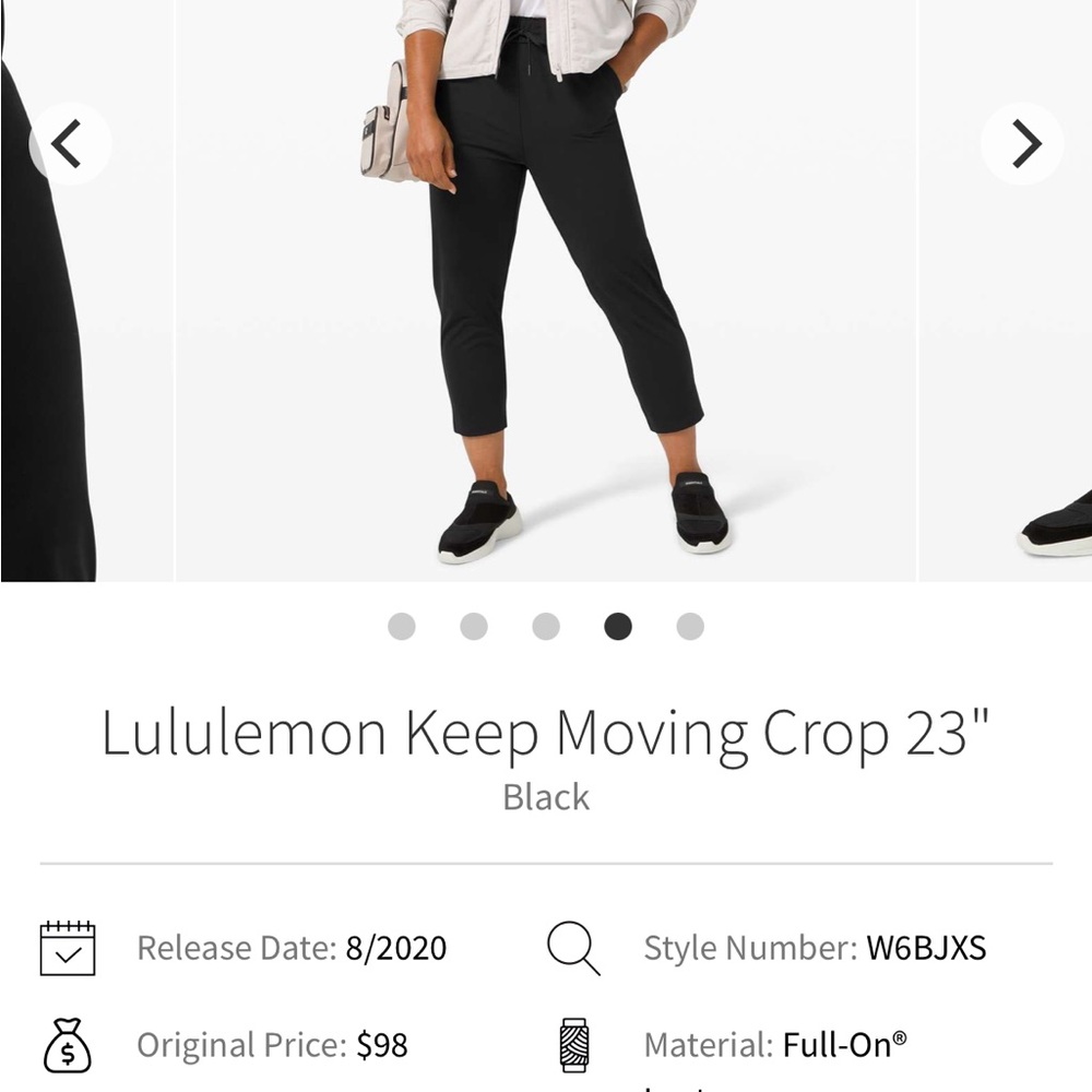 lululemon Black Keep Moving Crop Pants
